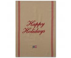 Lexington Happy Holidays Embroidered Geschirrtuch - beige/red - 50x70 cm