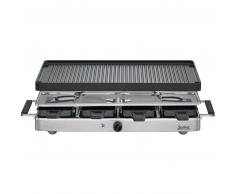 Spring Raclette8 CLASSIC Alu-Grillplatte - edelstahl und schwarz - 48 x 27 cm - Höhe 14,5 cm