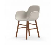 Normann Form Walnut Lehnstuhl Leder-gepolstert tango - white - H 80 x B 56 x T 52 cm