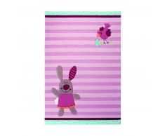 Sigikid 3 Happy Friends Stripes Kinder-Teppich - rosa - 120x180 cm