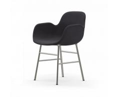 Normann Form Chrome Lehnstuhl Textil-gepolstert fame - dark grey 60019 - H 80 x B 56 x T 52 cm