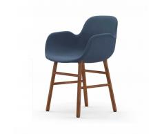 Normann Form Walnut Lehnstuhl Textil-gepolstert breeze fusion - blue 4602 - H 80 x B 56 x T 52 cm