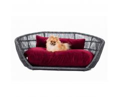LABONI PRADO DESIGN LOUNGE-BETT FÜR HUNDE - Grey / Red - 110 x 74 x 48 cm