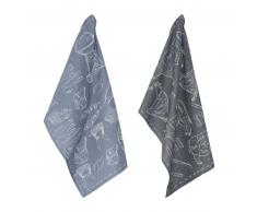 pad GRILL Geschirrtuch 2er-Set - dark grey - 50x70 cm