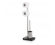 blomus MENOTO Toilettenbutler, 2 Rollen + 1 WC-Bürste - Edelstahl, matt - Höhe 70 cm