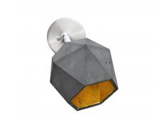 GANTlights T2 Triangular Wall Wandlampe mit Schalter - dunkelgrauer Beton / Innenbeschichtung Gold - 12x12x10 cm