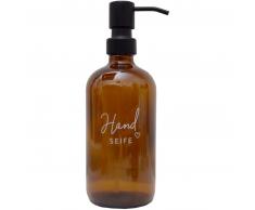 Eulenschnitt Handseife Seifenspender ohne Inhalt - braun - 500 ml - Ø 7 cm - Höhe 22 cm