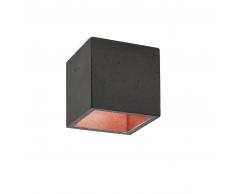 GANTlights B7 Cubic Ceiling Deckenspot - dunkelgrauer Beton / Innenbeschichtung Kupfer / warmweiß - 10x10x10 cm