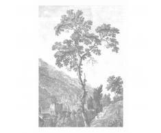 KEK Amsterdam Engraved Landscape I Fototapete - grau - 194,8 x 280 cm (= 4 Bahnen)