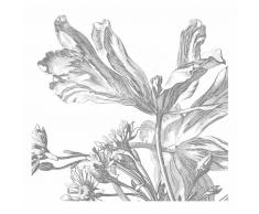 KEK Amsterdam Engraved Flowers III Fototapete - grau - 292,2 x 280 cm (= 6 Bahnen)