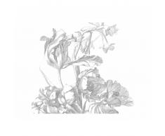 KEK Amsterdam Engraved Flowers I Fototapete - grau - 389,6 x 280 cm (= 8 Bahnen)