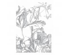 KEK Amsterdam Engraved Flowers I Fototapete - grau - 194,8 x 280 cm (= 4 Bahnen)
