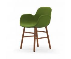 Normann Form Walnut Lehnstuhl Textil-gepolstert fame - green - 68035 - H 80 x B 56 x T 52 cm