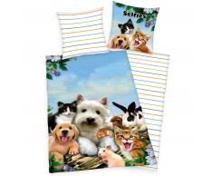 Herding Haustiere Bettwäsche-Set - blau - 135x200 / 80x80 cm