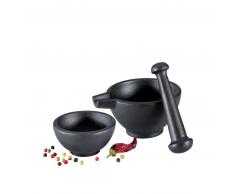 Zassenhaus Mörser-Set aus Gusseisen 3-teilig - schwarz - Ø 8,5 cm/10 cm
