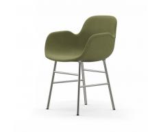 Normann Form Chrome Lehnstuhl Textil-gepolstert breeze fusion - green - 4803 - H 80 x B 56 x T 52 cm