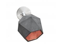 GANTlights T2 Triangular Wall Wandlampe mit Schalter - dunkelgrauer Beton / Innenbeschichtung Kupfer - 12x12x10 cm