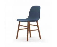 Normann Form Walnut Stuhl Textil-gepolstert breeze fusion - blue 4602 - H 80 x B 48 x T 52 cm