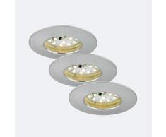 Briloner Attach 3er Set LED Einbauleuchten rund Ø 7,5 H: 2,8 cm, aluminium 7204-039, EEK: A+. Diese Leuchte enthält eingebaute LED-Lampen. A++ (LED), A+ (LED), A (LED). Die Lampen können in der Leuchte nicht ausgetauscht werden.