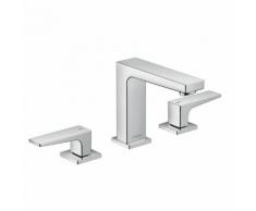 Hansgrohe Metropol 3-Loch Waschtischarmatur 110, mit Zungengriffen, mit Ablaufgarnitur 32514000