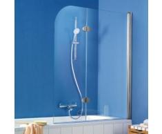 HSK Exklusiv Badewannenaufsatz 2-teilig, B: 114 H: 140 cm, Anschlag rechts Echtglas, klar hell / chromoptik 406114-41-50#Re