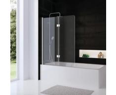 HSK Favorit Nova Badewannenaufsatz, 2-teilig B: 90 H: 140 cm, Anschlag L ESG klar hell, Edelglas / silber matt 166090-01-50#EdLi