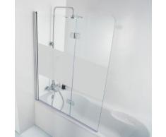 HSK Premium Softcube Badewannenaufsatz, 2-teilig B: 100 H: 140, Anschlag L ESG mittig mattiert, Edelglas / chrom 6806100-41-100#EdLi