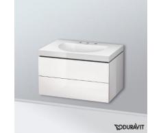 Duravit Darling New Waschtisch mit L-Cube Waschtischunterschrank B: 80 H: 50 T: 54 cm, 2 Auszüge weiß hochglanz, mit Einrichtungssystem Nussbaum, mit 3 Hahnlöchern LC6905T8585+UV997207777