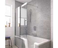 HSK K2P Badewannenaufsatz Gleittür, 2-teilig B: 94 H: 150 cm, Anschlag L ESG klar hell / chrom 2185090-41-50#Li