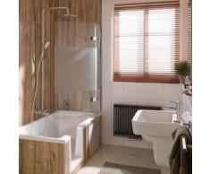 HSK Premium Softcube Badewannenaufsatz, 2-teilig B: 90 H: 140, Anschlag R ESG mittig mattiert, Edelglas / chrom 68064090-41-100#EdRe
