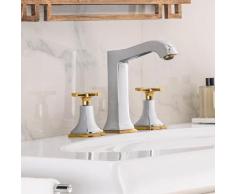 Hansgrohe Metropol Classic 3-Loch Waschtischarmatur 160, mit Kreuzgriff mit Ablaufgarnitur, chrom/gold optik 31307090
