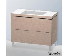 Duravit Vero Air Waschtisch mit L-Cube Waschtischunterschrank B: 100 H: 69,8 T: 48 cm, 2 Auszüge eiche kaschmir, mit Einrichtungssystem Nussbaum, mit 3 Hahnlöchern LC6938T1111+UV986907777