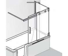 HSK K2P Badewannenaufsatz Gleittür,2-teilig + Seitenwand B: 94 H: 150 T: 75cm, Seitenwand R ESG klar hell, Edelglas / chrom 2186090-41-50#EdRe