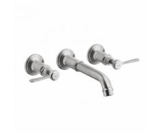 AXOR Montreux 3-Loch Waschtischarmatur für Wandmontage, mit Hebelgriffen Ausladung: 225 mm, nickel gebürstet 16534820