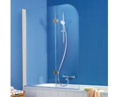 HSK Exklusiv Badewannenaufsatz 2-teilig, B: 114 H: 140 cm, Anschlag links Edelglas, klar hell / weiss 406114-04-50#EdLi