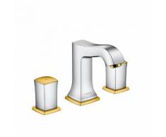 Hansgrohe Metropol Classic 3-Loch Waschtischarmatur 110, mit Zerogriff mit Ablaufgarnitur, chrom/gold optik 31304090