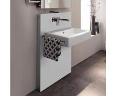 Geberit Monolith Sanitärmodul für Wand-WT, 2-Loch Armatur Mischer links, Auszug beidseitig Glas weiß 131046SI1