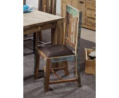 SPIRIT Stuhl m. Echtleder braun #56 Indisches Altholz lack.