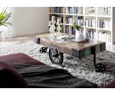 INDUSTRIAL Couchtisch #18, Eisen u. Altholz