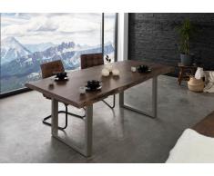 Baumtisch Akazie grau lackiert / U-Beine silber matt FREEFORM 5 - Verschiedene Größen 140-220 cm