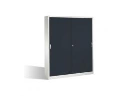 C+P Aktenschrank Acurado mit Schiebetüren 2 x 5 Ordnerhöhen Front Schwarzgrau Korpus Lichtgrau