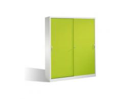 C+P Aktenschrank Acurado mit Schiebetüren 2 x 5 Ordnerhöhen Front Viridingrün Korpus Lichtgrau
