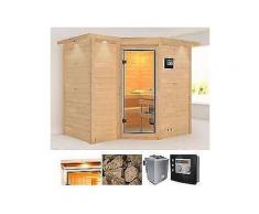 karibu massivholzsauna »sahib 2«, 262/253/212 cm, 9-kw-bio-ofen mit ext. steuerung