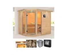 karibu massivholzsauna »sinai 3«, 193/184/208 cm, 9-kw-bio-ofen mit ext. steuerung
