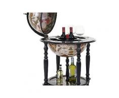 globusbar hwc-a78, minibar hausbar weinregal, weltkugel rollbar, 42cm eukalyptusholz