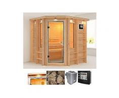 karibu massivholzsauna »cortona«, 218/198/212 cm, 9-kw-bio-ofen mit ext. steuerung