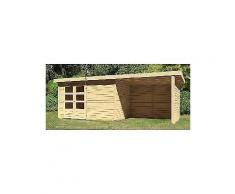 karibu gartenhaus »kandern 7«, gesamtmaß (bxt): 702x273 cm, mit anbaudach