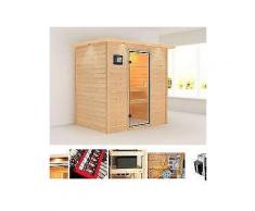 karibu massivholzsauna »samira«, 196/146/187 cm, 3,6-kw plug & play mit ext. strg.