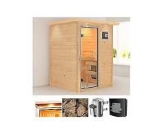 karibu massivholzsauna »nadja«, 146/146/198 cm, 3,6-kw plug & play mit ext. strg.