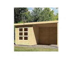 karibu gartenhaus »kandern 3«, gesamtmaß (bxt): 582x273 cm, mit anbaudach